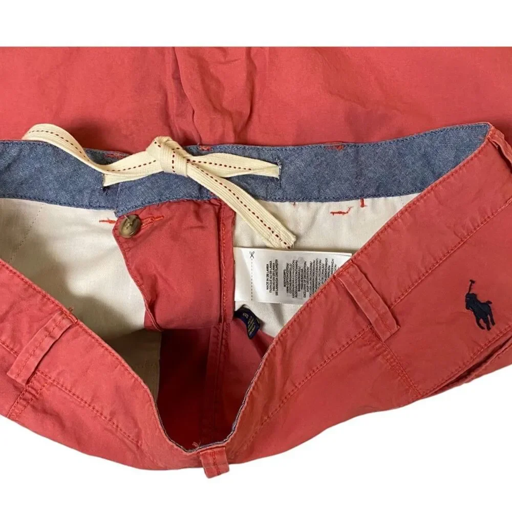 POLO Ralph Lauren Men's Relaxed Fit Chino Shorts Nantucket RED Blue Pony Sz 33